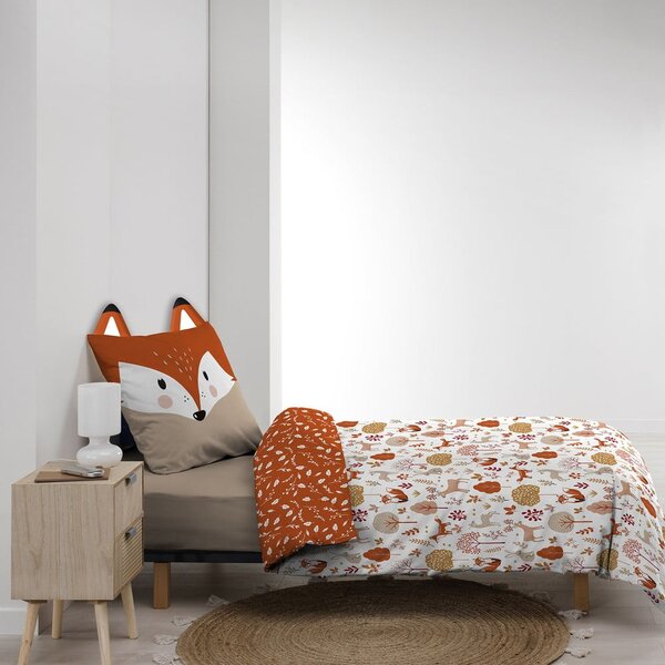 Biele/v terakotovej farbe bavlnené detské obliečky na jednolôžko 140x200 cm Roxy – douceur d'intérieur