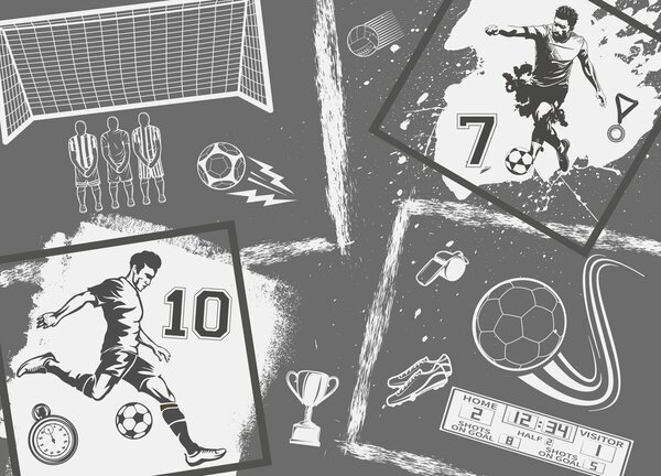 Tapety Futbalový skicár — Sivá, Fototapety Izba pre tínedžerov, Fototapety futbal, w03122v1 : Uwalls.sk