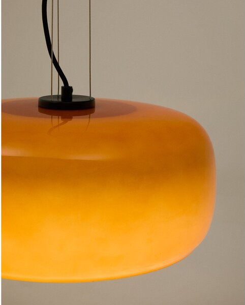 Oranžové LED závesné svietidlo so skleneným tienidlom ø 38 cm Reig – Kave Home