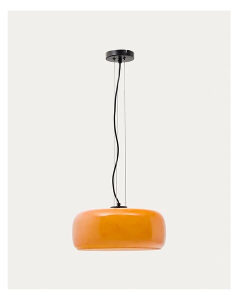 Oranžové LED závesné svietidlo so skleneným tienidlom ø 38 cm Reig – Kave Home