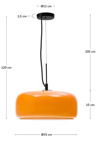 Oranžové LED závesné svietidlo so skleneným tienidlom ø 38 cm Reig – Kave Home