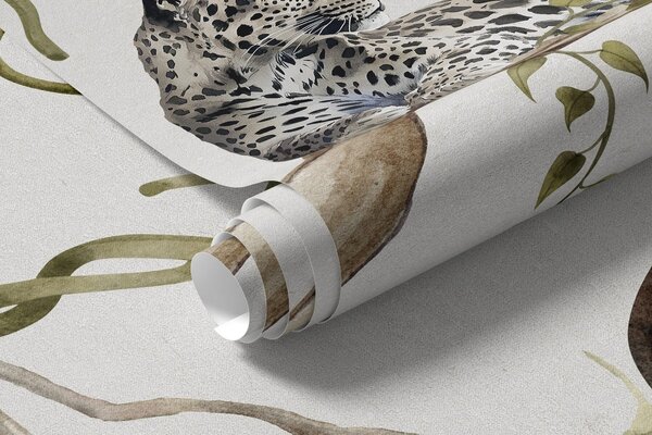 Tapety Leopardy na stromoch džungle, liany, tropické, divoké zvieratá, pastelová paleta farieb, Fototapety zvieratá, w03146v4 : Uwalls.sk