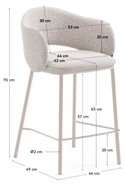 Barová stolička slonovinová (výška sedadla 65 cm) Maina – Kave Home