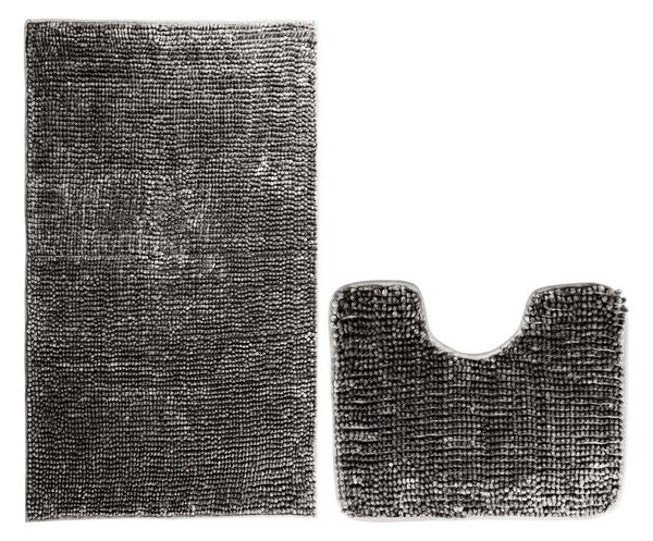 Tmavosivé WC kúpeľňové predložky v súprave 2 ks 80x50 cm Bati – Restilo