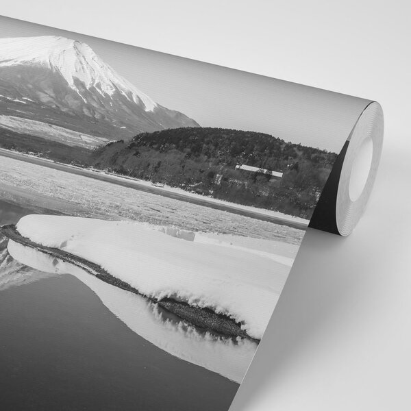 Fototapeta japonská hora Fuji v čiernobielom