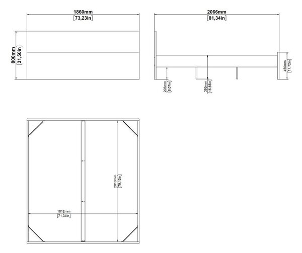 Dvojlôžková posteľ v dekore duba bez roštu 180x200 cm v prírodnej farbe Naia – Tvilum