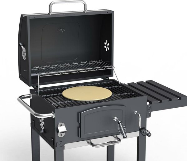 Multifunkčný gril Avenberg Genius + liatinový rošt+ tác + kameň na pizzu, 70 x 103 x 105 cm