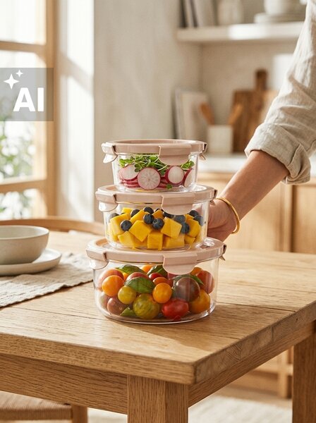 Sinsay - Nádoby na potraviny 3 ks - pastelová ružová