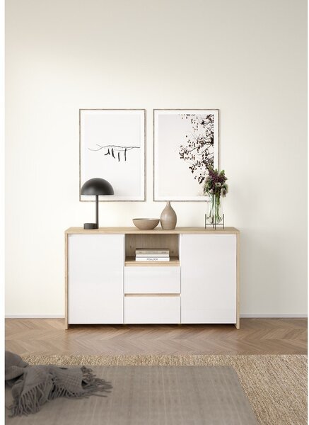 Biela/v prírodnej farbe komoda v dekore duba 149x84x48 cm Next – Tvilum
