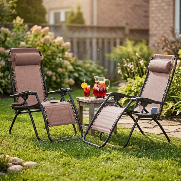 4Home Záhradné plážové polohovacie kreslo Relax, hnedá