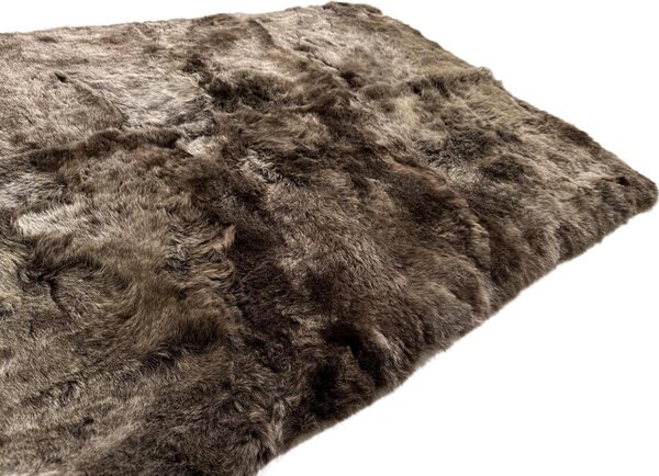 Kožený koberec z ovčej kože - strihaný chlp - hnedá gaštan - 3K - rovný