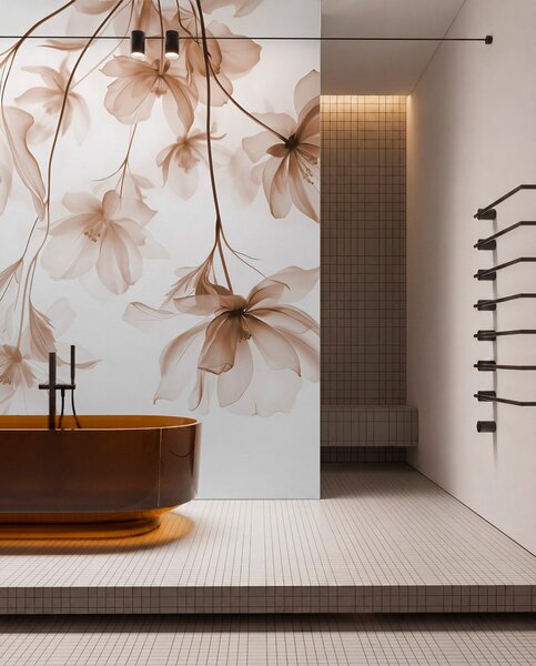 Tapety Previsnuté kvety v jemnej ruži, Fototapety s lesom, Fototapety stromy, w08911v1 : Uwalls.sk