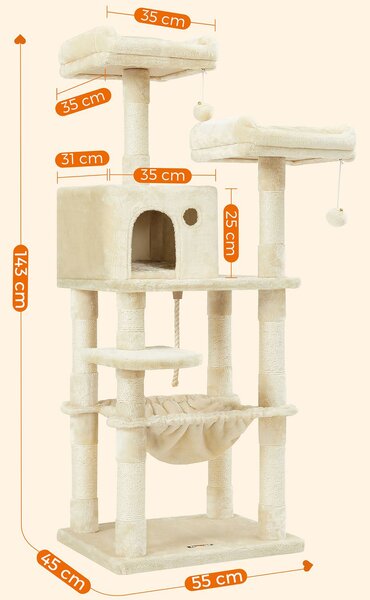 SONGMICS Mačacie škrabadlo Multiple I 143 cm béžové