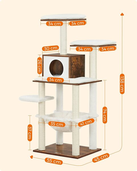 SONGMICS Mačacie škrabadlo Whitney II 138 cm hnedé