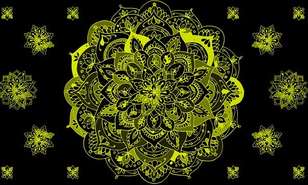 Tapeta žltá Mandala
