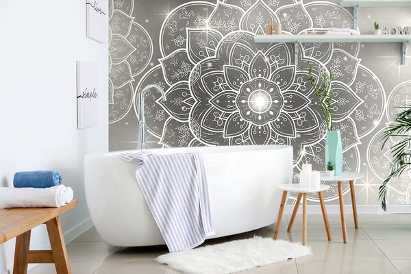 Tapeta čiernobiela orientálna Mandala