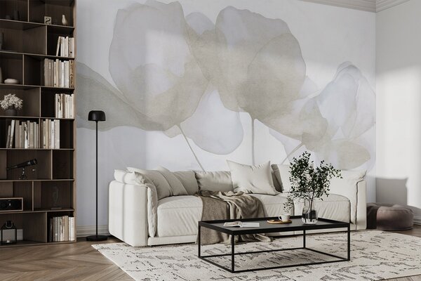 Tapety Krásne kvety, jemné pastelové farby, minimalizmus, prírodné, rustikálne, béžové a modré, Fototapety akvarel, w03407v2 : Uwalls.sk