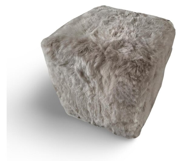 Kožený taburet, ovčia koža, ľan, farbená koža, kocka 45
