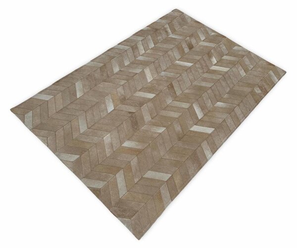 Kožený koberec Chevron svetlo hnedý