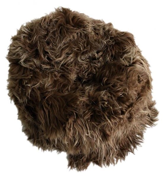 Sedací vak - bean bag - hrdzavo hnedý, dlhý chlp