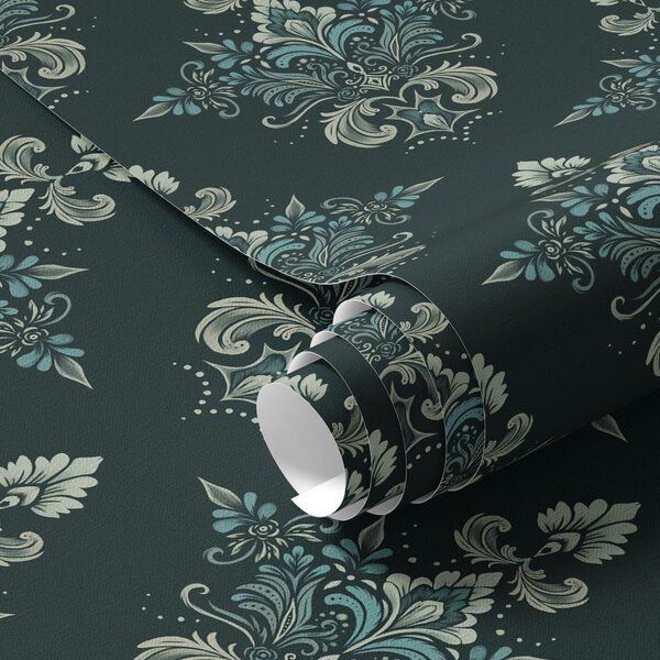 Tapety Polnočný petrolejový damask, Tapety francúzsky štýl, a00040 : Uwalls.sk