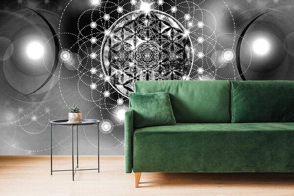 Tapeta očarujúca čiernobiela Mandala