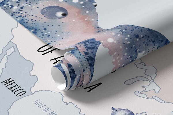 Tapety Oceánsky atlas v angličtine, Fototapety mapy sveta, w03526 : Uwalls.sk