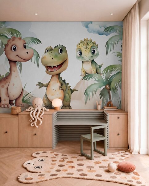 Tapety Tri malé dinosaury, Detské fototapety, Fototapety dinosaury, w03675 : Uwalls.sk