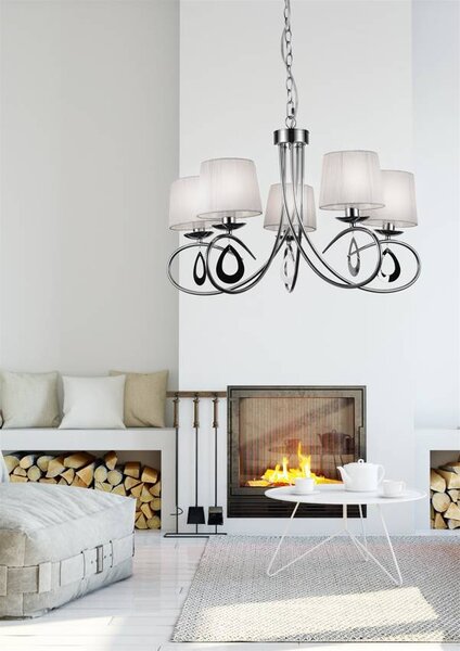 Biely závesný luster Arnika pre žiarovku 5x E14 – LED lustre a svietidlá > Kolekcie svietidiel > Kolekcia svietidiel ARNIKA