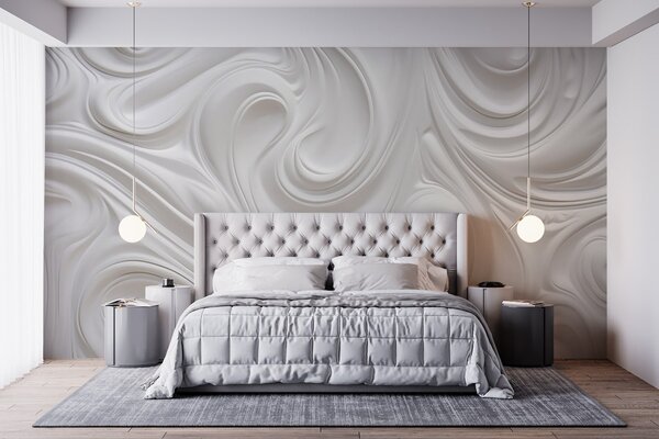 Tapety Biele abstraktné moderné umenie s tekutými vírami a vlnami, hladká štruktúra, elegantný dizajn,, Fototapety abstraktné, w09059 : Uwalls.sk
