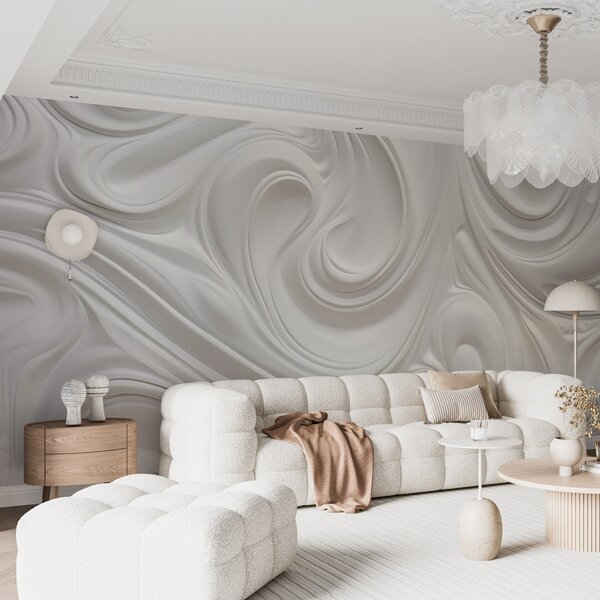 Tapety Biele abstraktné moderné umenie s tekutými vírami a vlnami, hladká štruktúra, elegantný dizajn,, Fototapety abstraktné, w09059 : Uwalls.sk