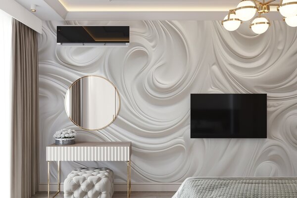 Tapety Biele abstraktné moderné umenie s tekutými vírami a vlnami, hladká štruktúra, elegantný dizajn,, Fototapety abstraktné, w09059 : Uwalls.sk