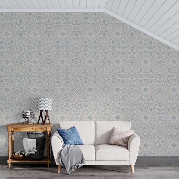 Tapety Kvetinový damask v bledomodrej, Tapety francúzsky štýl, a00113 : Uwalls.sk