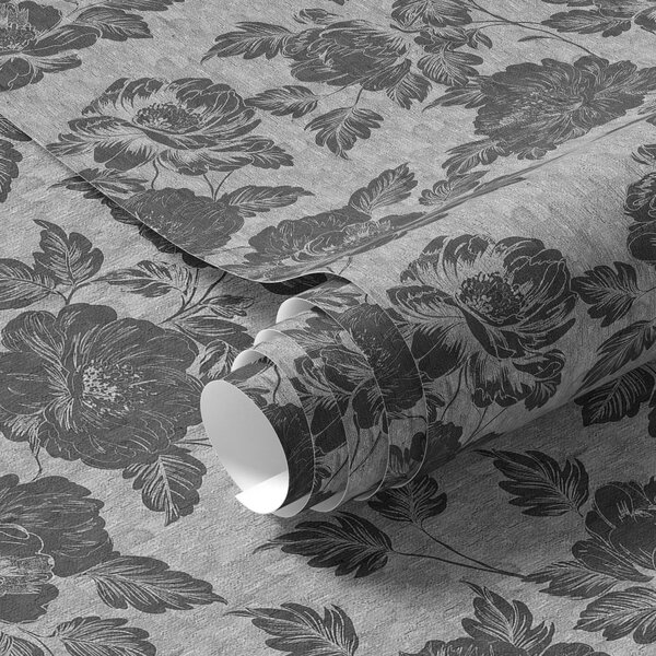 Tapety Pivonková čipka v antracite, Tapety kvety, a00129 : Uwalls.sk