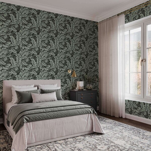 Tapety Akantové vlny — Lesná zelená, Tapety kvety, a00135v4 : Uwalls.sk