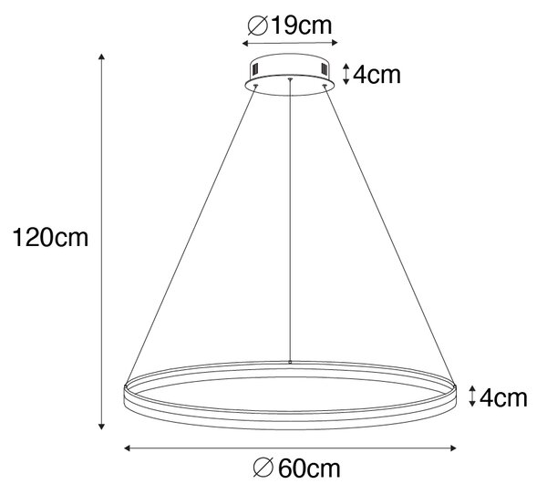 Dizajnové závesné svietidlo biele 60 cm vrátane LED 3-stupňového stmievača - Anello