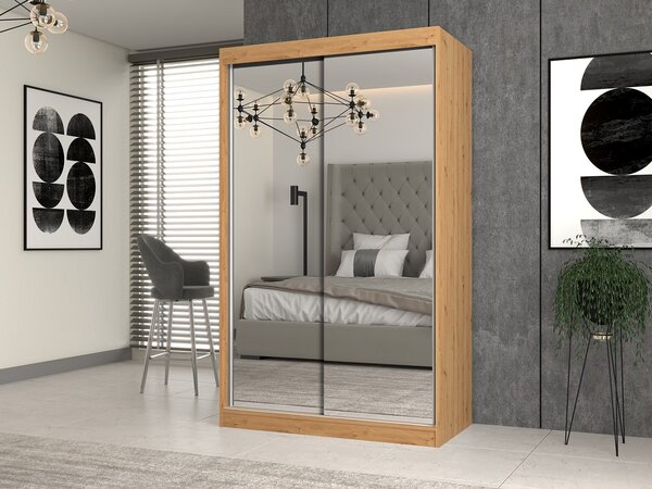 TP Living Šatníková skriňa s 2 zrkadlami IGA 120 cm dub artisan