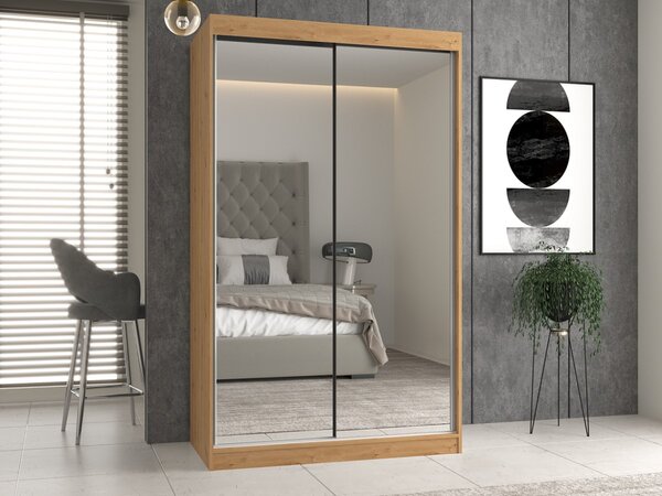 TP Living Šatníková skriňa s 2 zrkadlami IGA 120 cm dub artisan