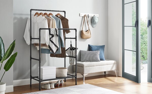 SONGMICS Dvojitý vešiak na oblečenie Lucaro 157 cm čierny