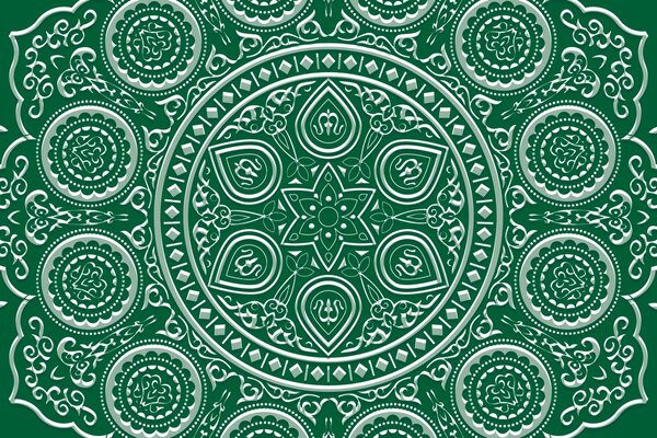 Tapeta jemná etnická Mandala v zelenom prevedení