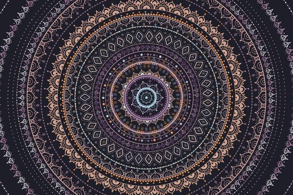 Tapeta Mandala so vzorom slnka vo fialových odtieňoch