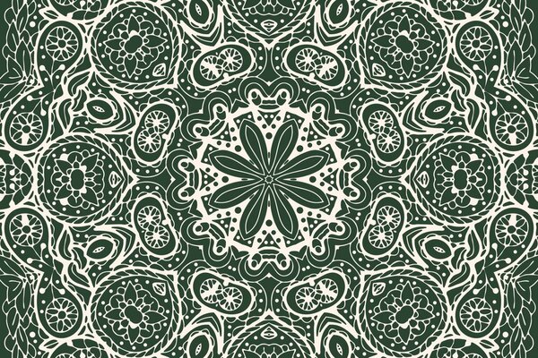Tapeta biela Mandala na zelenom pozadí