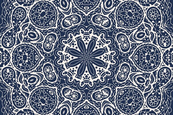 Tapeta biela Mandala na modrom pozadí