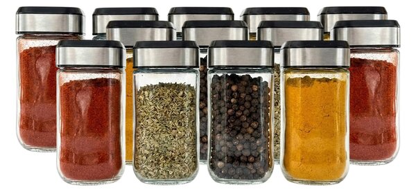 Orion Sada 16ks koreničiek INOX 100ml + 4ks organizér na koreničky VASKY - NEREZ + sada 16ks štítkov