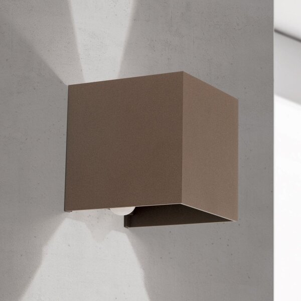 Orion- LED vonkajšie nástenné svietidlo so senzorom CUBE-S LED/13W/230V IP54 hnedé