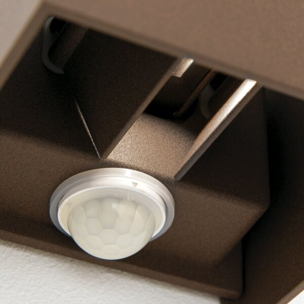 Orion- LED vonkajšie nástenné svietidlo so senzorom CUBE-S LED/13W/230V IP54 hnedé