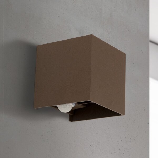 Orion- LED vonkajšie nástenné svietidlo so senzorom CUBE-S LED/13W/230V IP54 hnedé