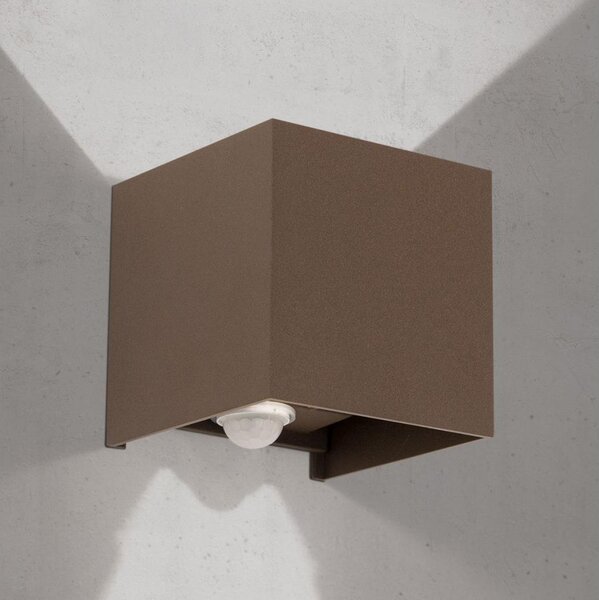 Orion- LED vonkajšie nástenné svietidlo so senzorom CUBE-S LED/13W/230V IP54 hnedé