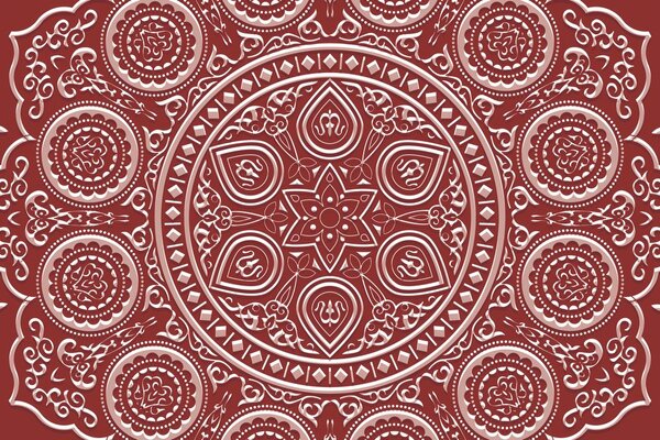 Tapeta jemná etnická Mandala v bordovom prevedení
