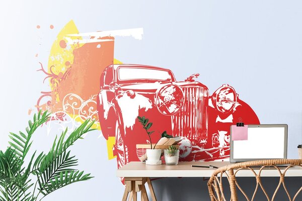 Tapeta retro auto s abstrakciou